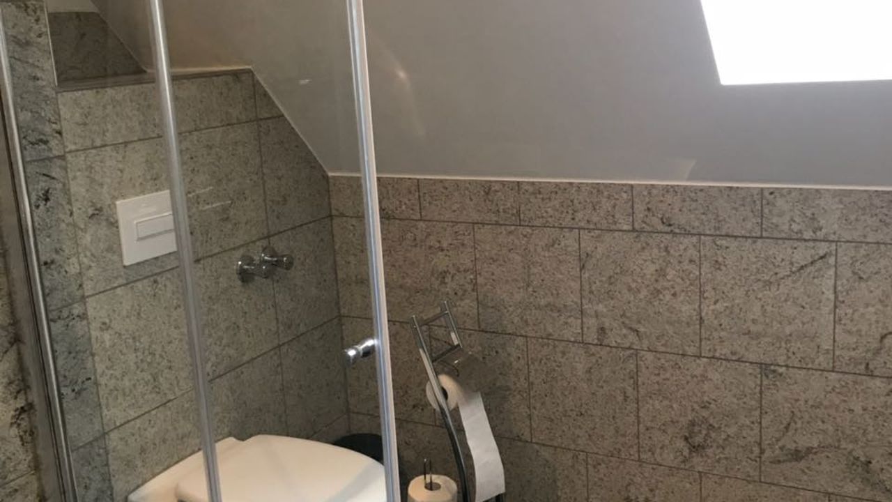 Badezimmer mit ebenerdiger Dusche und WC Badezimmer mit ebenerdiger Dusche und WC